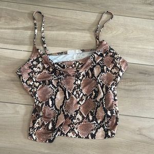Cowl neck snake skin crop top